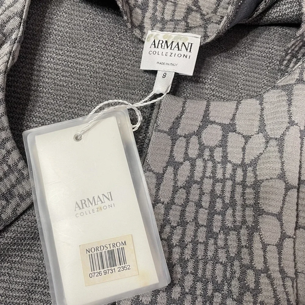 ARMANI COLLEZIONI Gray Textured Belted Blazer Jacket Women's Size 8